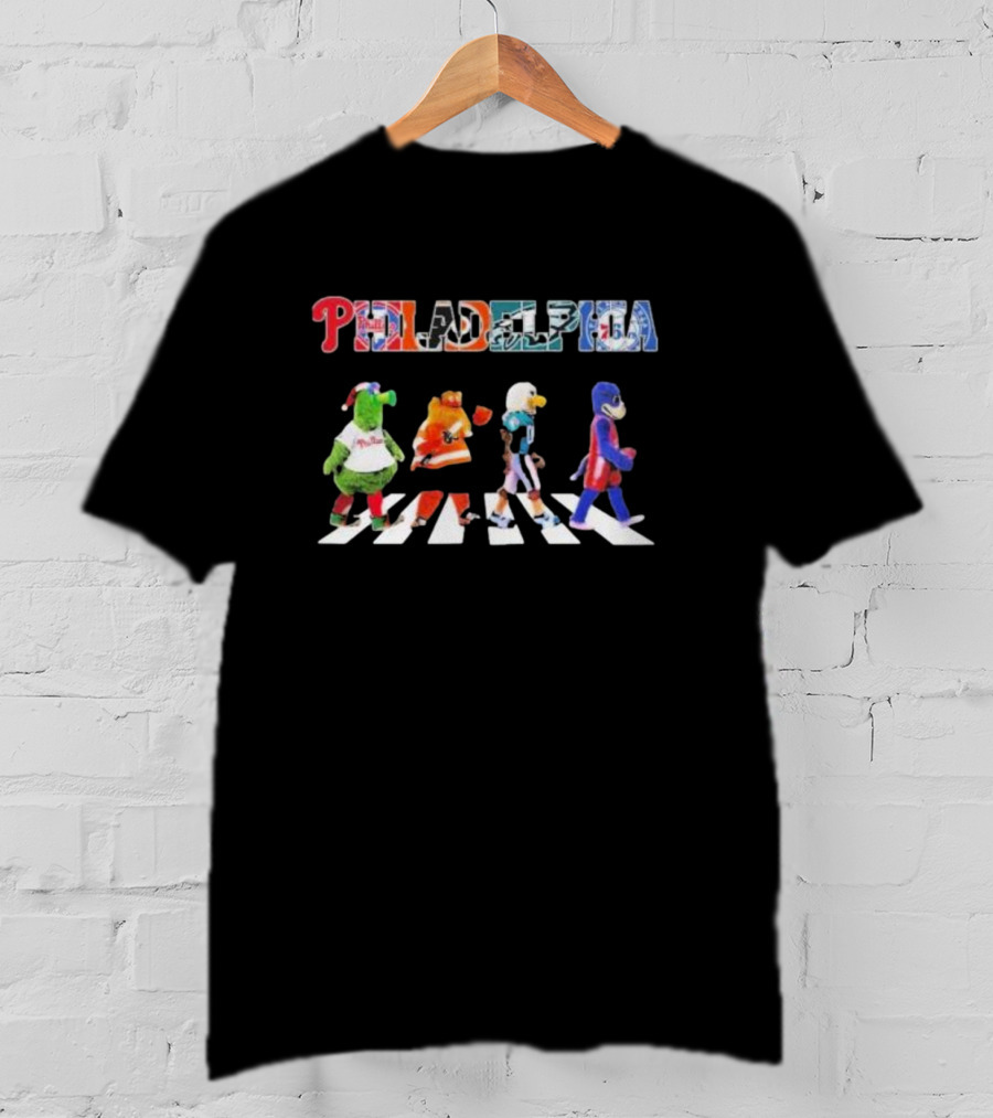 Philadelphia Sports Mascots Crossing Abbey Road T-Shirt