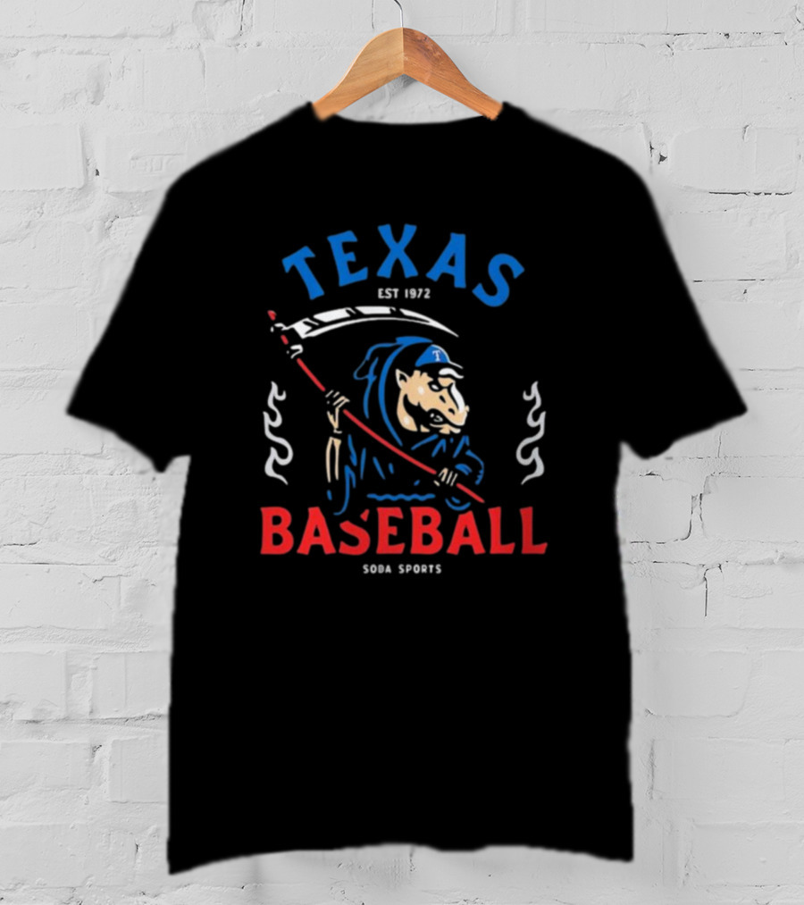 Texas Baseball Reaper Soba Sports Est 1972 T-Shirt