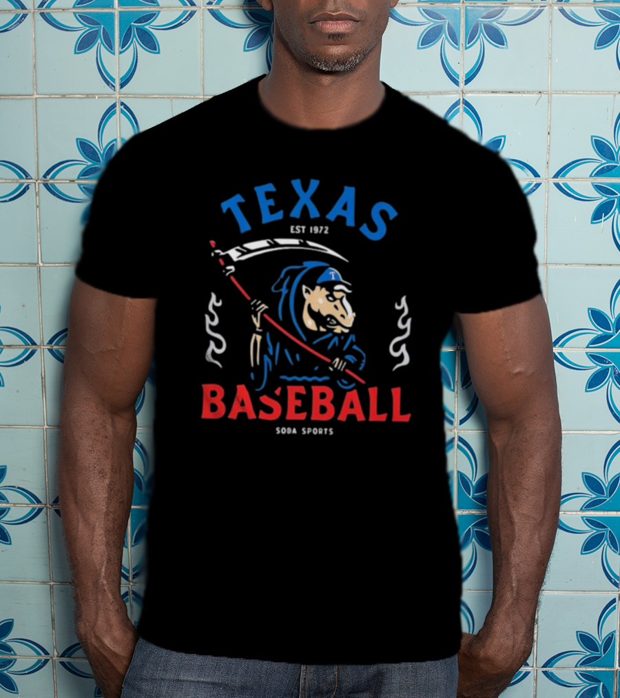 Texas Baseball Reaper Soba Sports Est 1972 T-Shirt