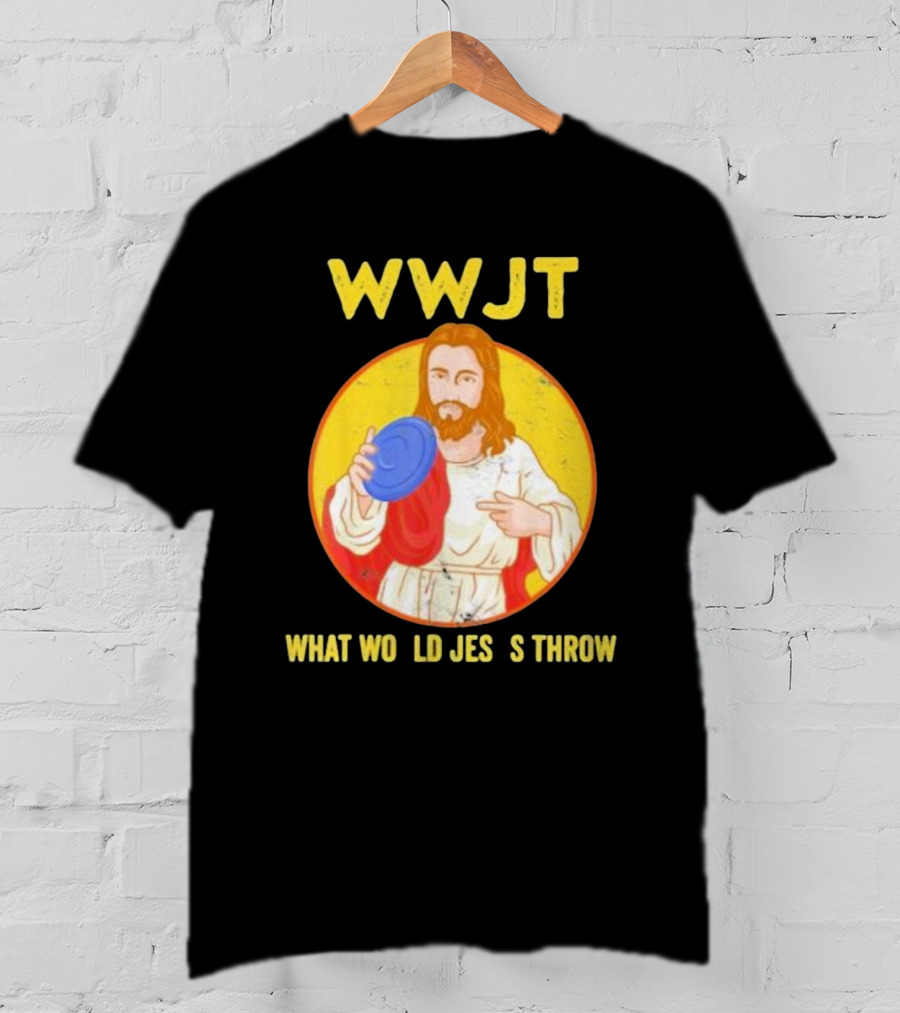 WWJT What Would Jesus Throw Frisbee Golf T-Shirt