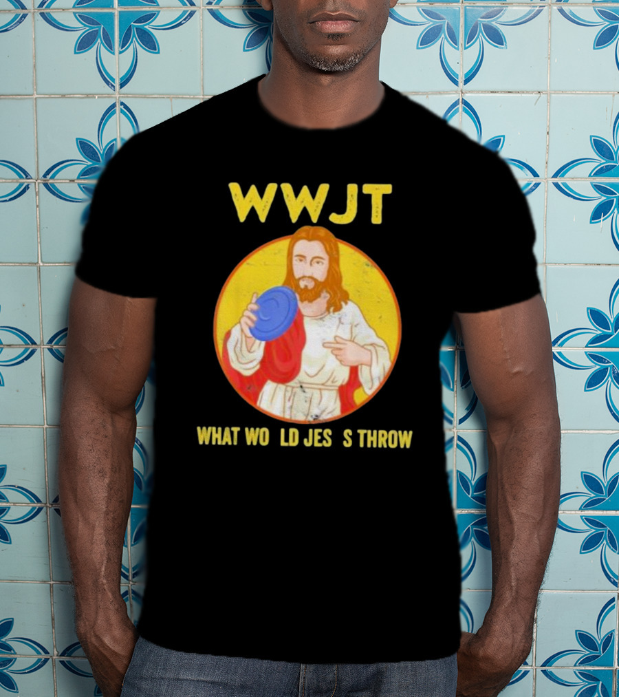 WWJT What Would Jesus Throw Frisbee Golf T-Shirt