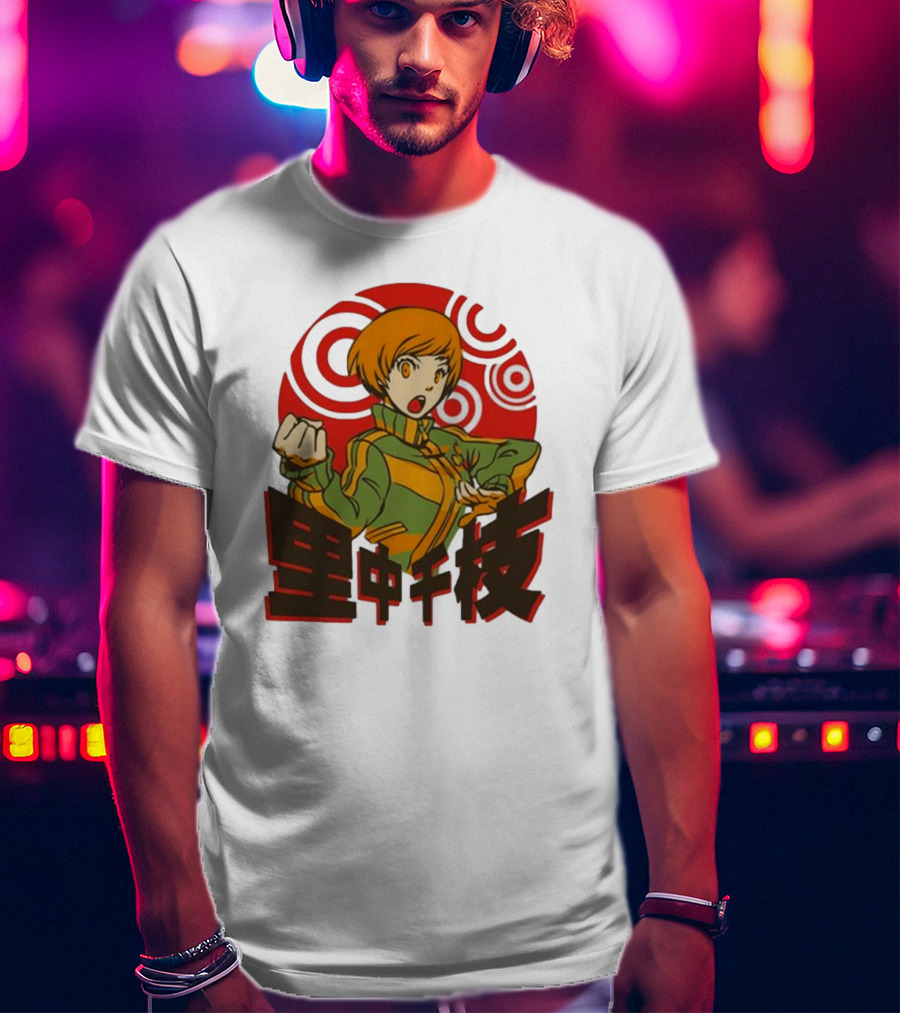 Persona 4 Dragon’s Fury Chie Satonaka Retro Red Circles T-Shirt