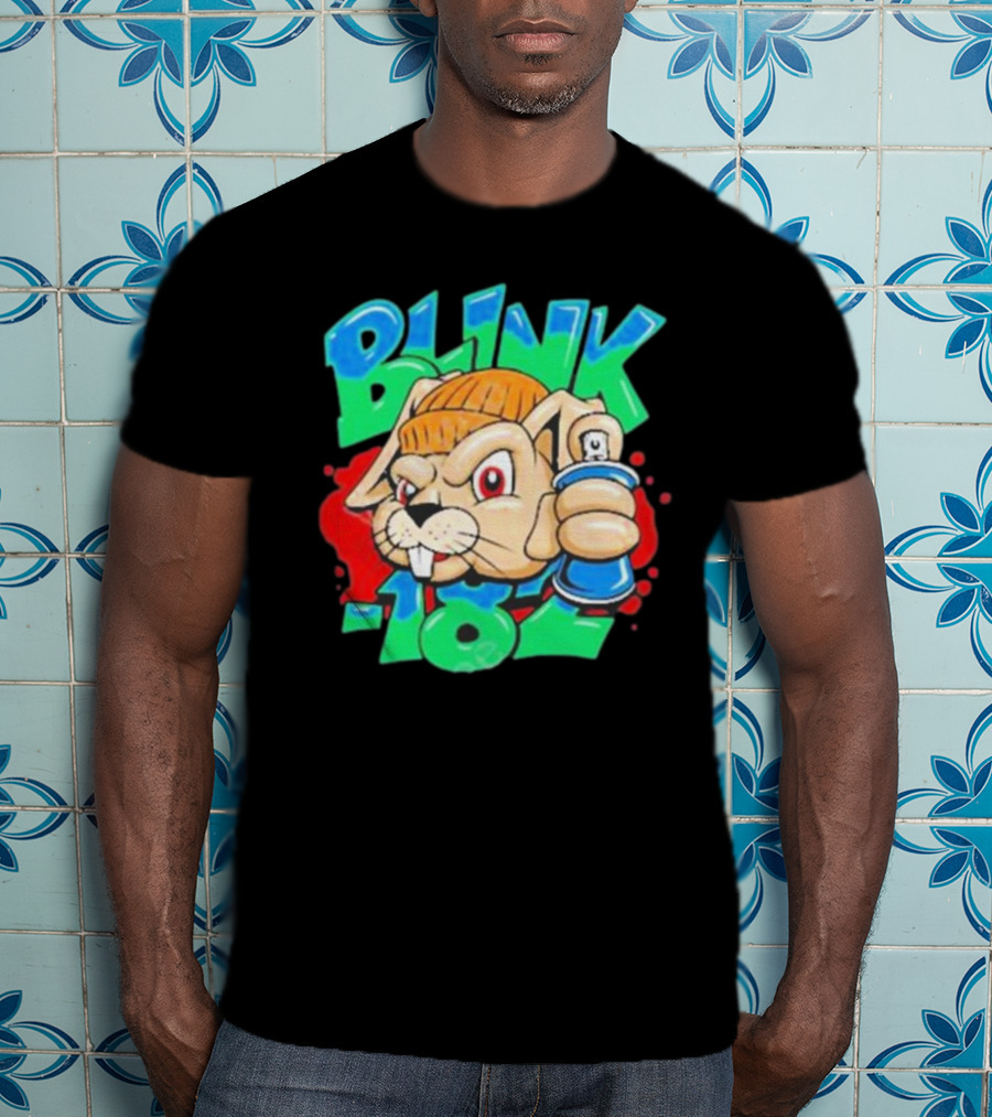 Blink-182 Senpapi Gabshiba Graffiti-Style Cartoon With Spray Can T-Shirt