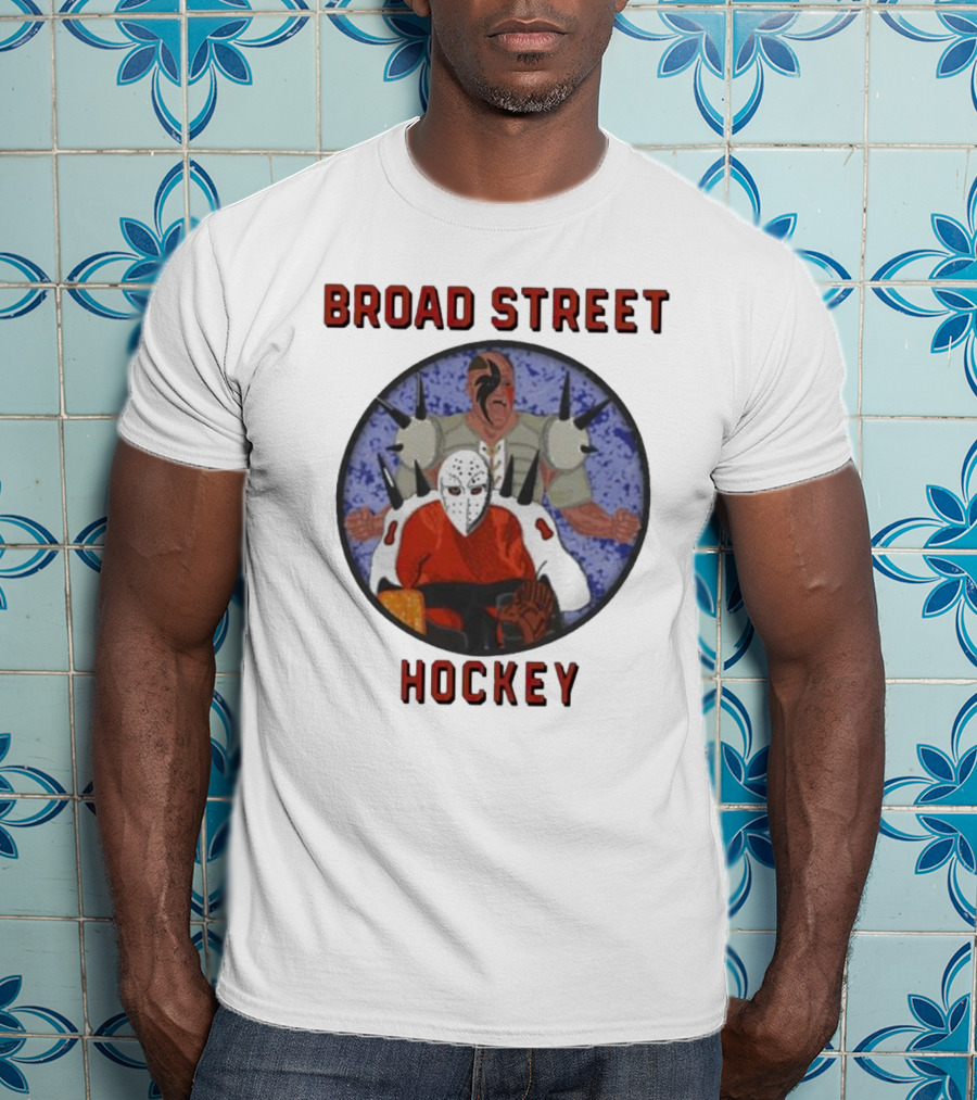 Broad Street Hockey Masked Player And Spiked Warrior T-Shirt