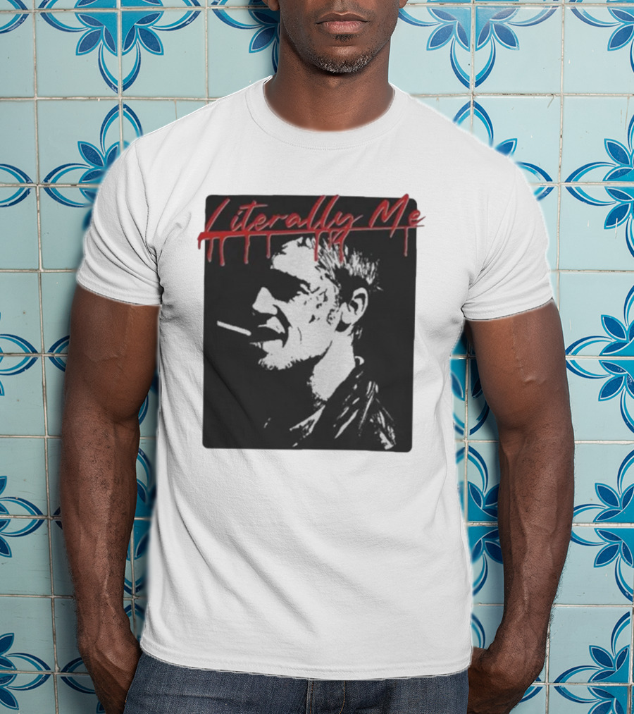 Literally Me Tyler Durden Smoking Silhouette Black And Red T-Shirt