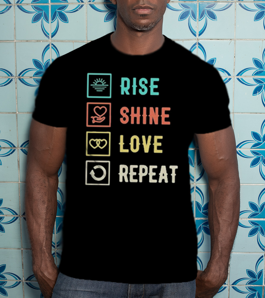 Rise Shine Love Repeat Icons T-Shirt