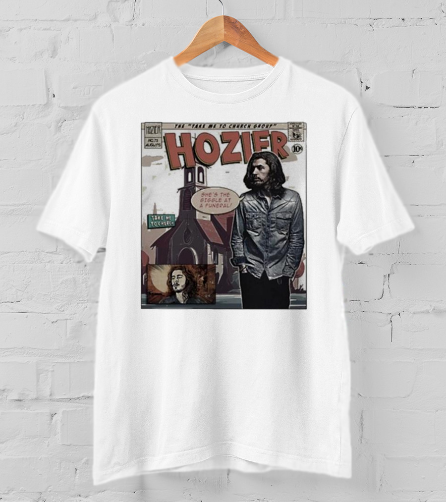 Hozier Comic Style Art She's The Giggle At A Funeral Take Me To Church T-Shirt