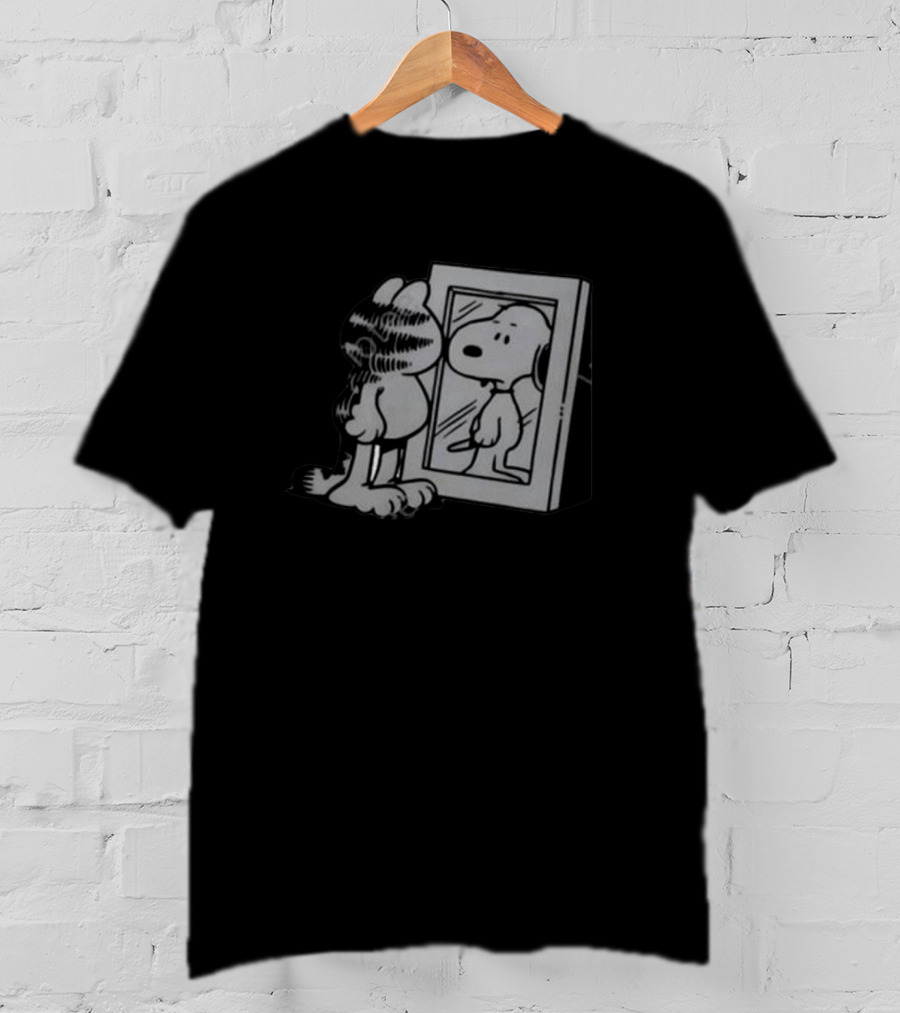 Garfield Snoopy Reflection In Mirror T-Shirt