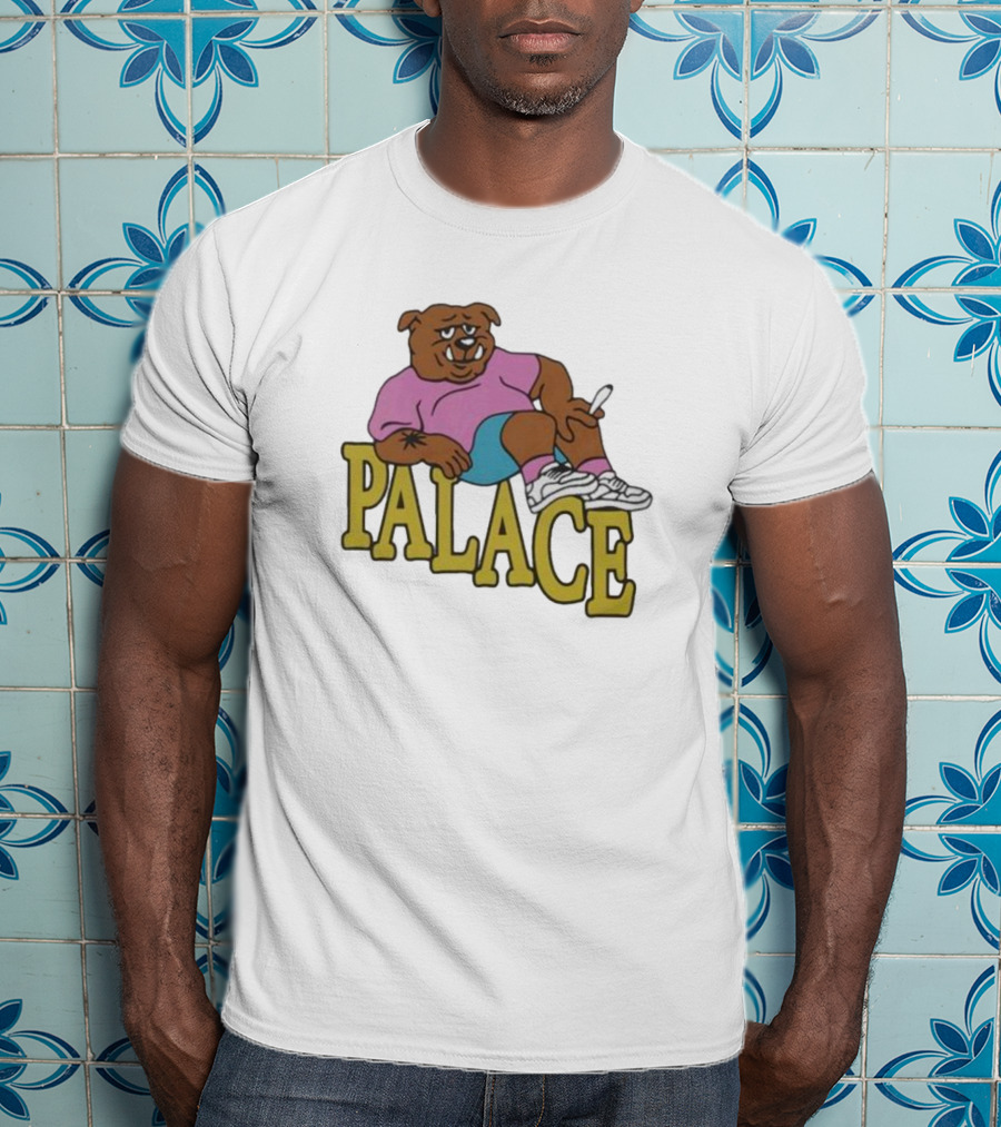Palace Bulldog Relaxing With Cigarette Over T-Shirt