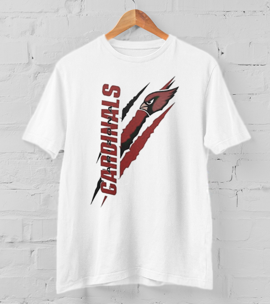 Arizona Cardinals Vertical Scratch Logo NFL Fan Gear T-Shirt