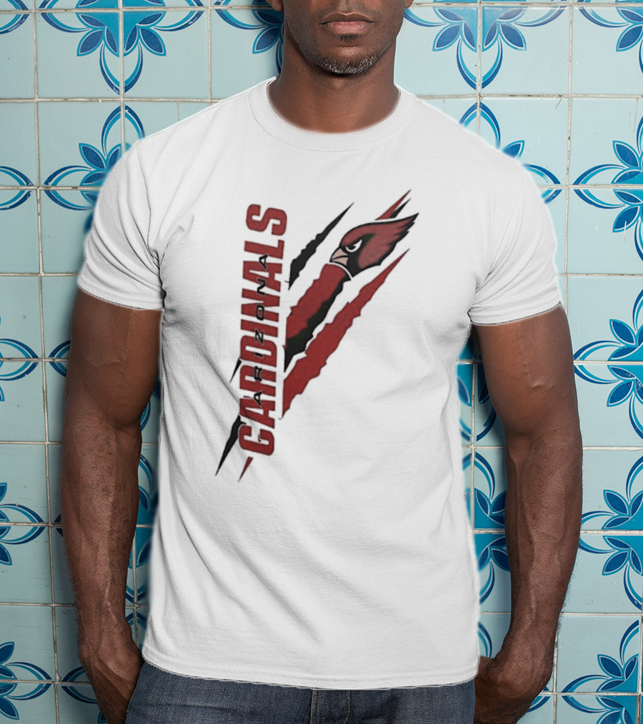 Arizona Cardinals Vertical Scratch Logo NFL Fan Gear T-Shirt