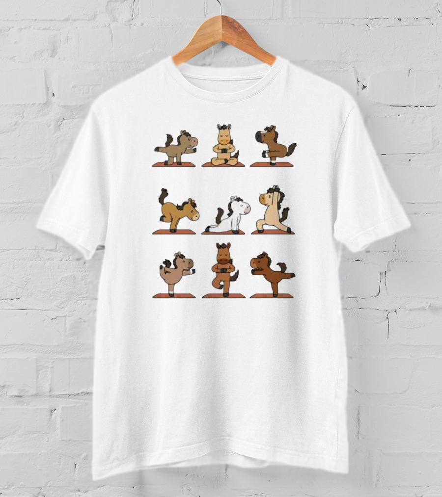 Cute Horse Practice Yoga For Good Health Yoga Poses Collection T-Shirt