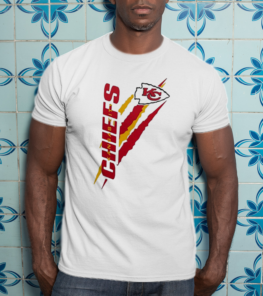 Kansas City Chiefs KC Red Yellow Scratch Design Starter T-Shirt