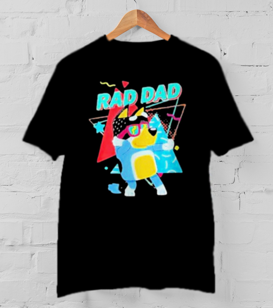 Rad Dad Colorful 80s Style Dog T-Shirt