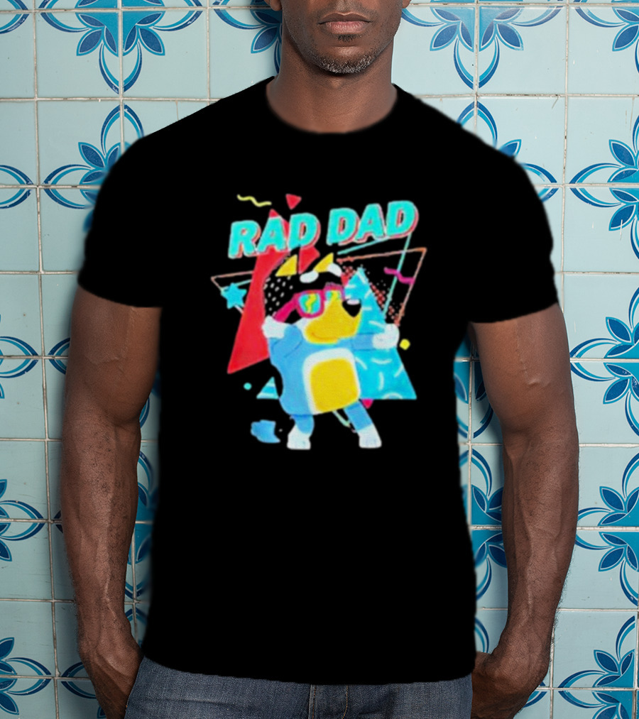 Rad Dad Colorful 80s Style Dog T-Shirt