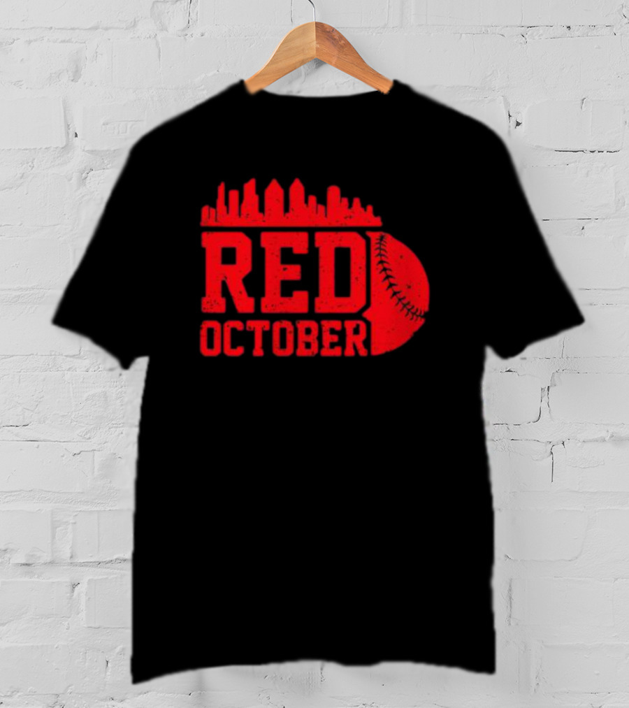 Philly Philadelphia Red October Baseball Skyline T-Shirt