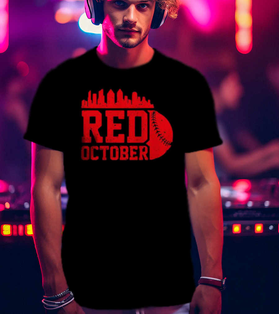 Philly Philadelphia Red October Baseball Skyline T-Shirt
