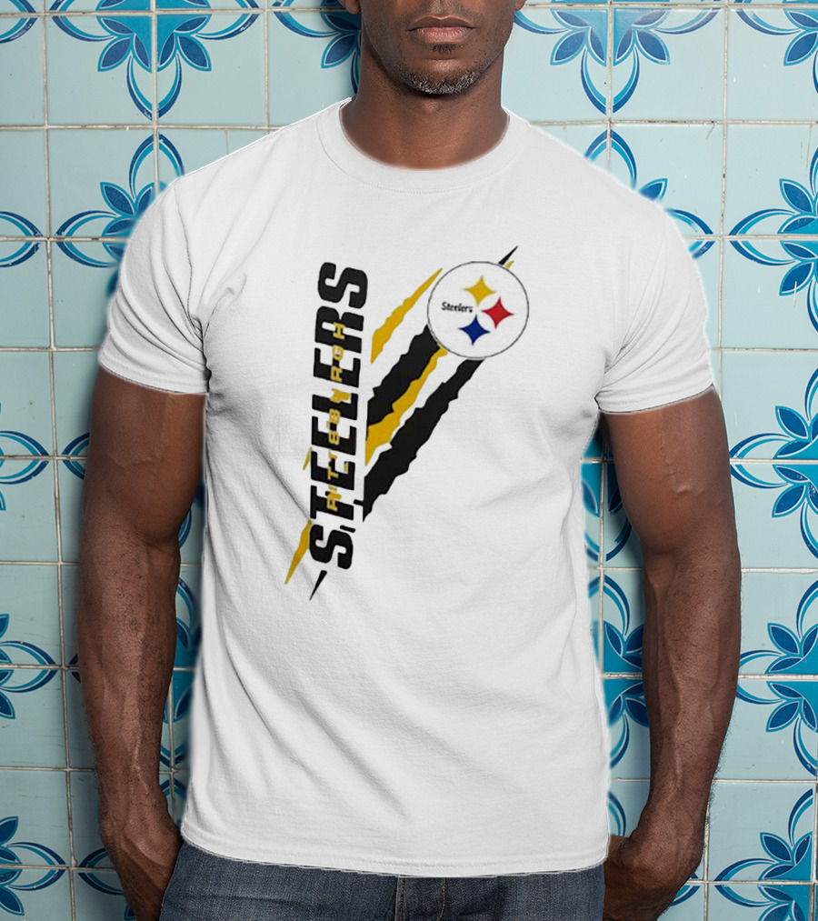 Pittsburgh Steelers Yellow Scratch Emblem T-Shirt