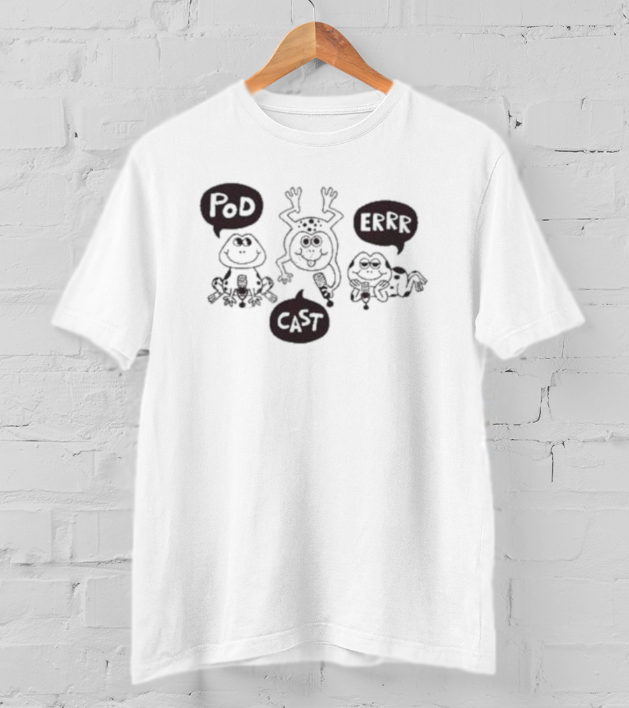 Pod Cast Errr Frog Comic Style Playful Frogs And Speech Bubbles T-Shirt