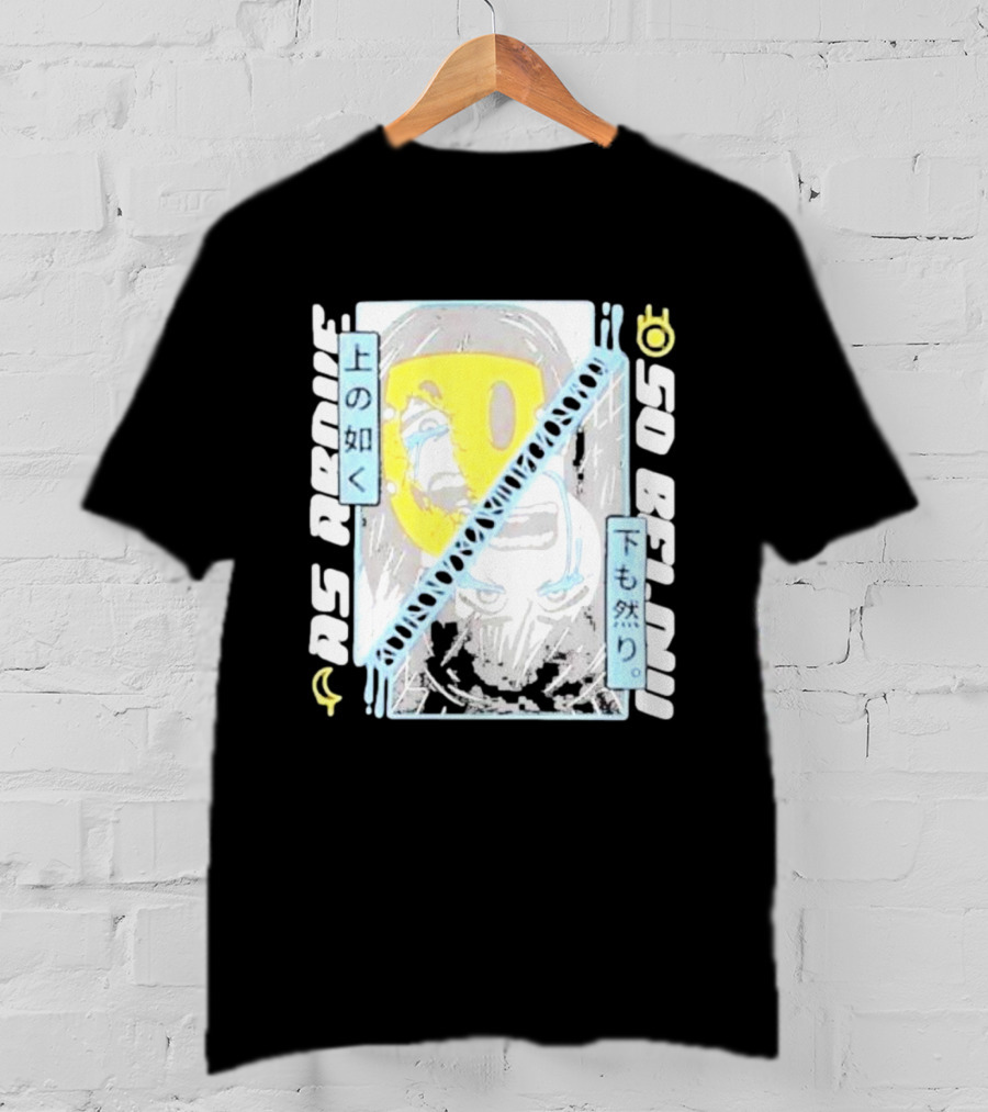 As Above So Below Yellow Mask Dual Face T-Shirt