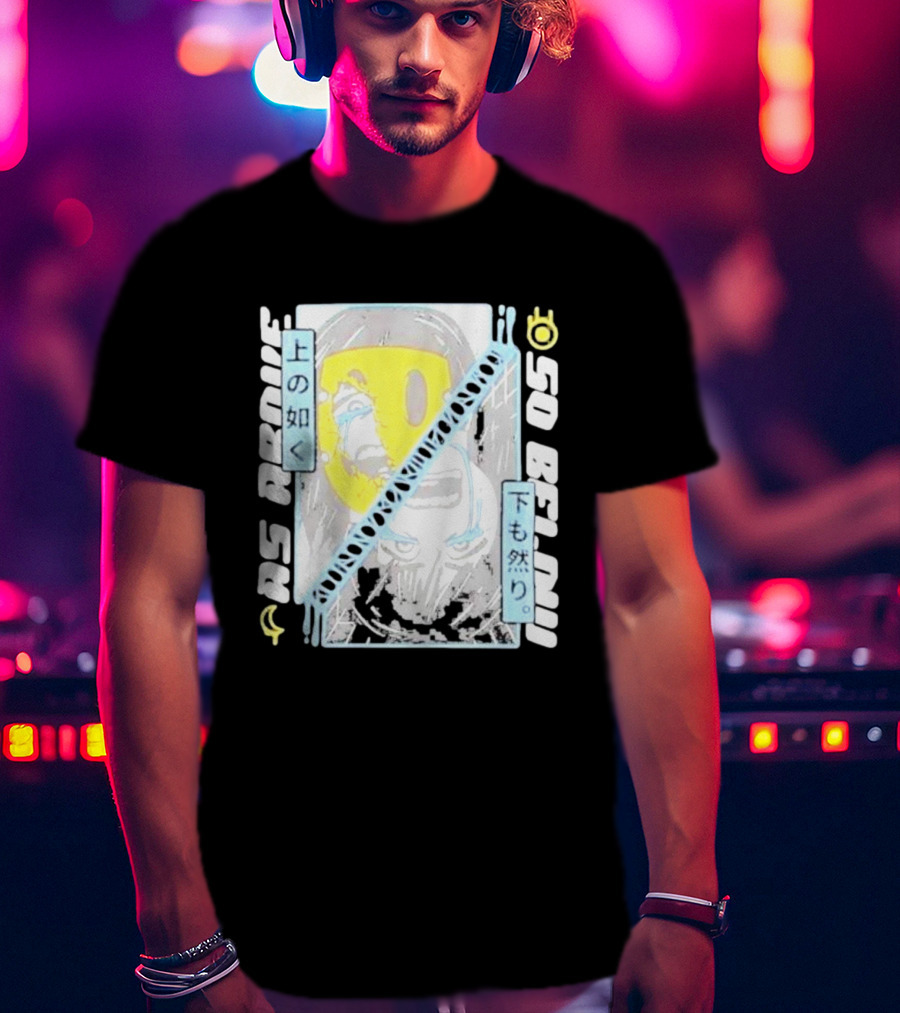 As Above So Below Yellow Mask Dual Face T-Shirt
