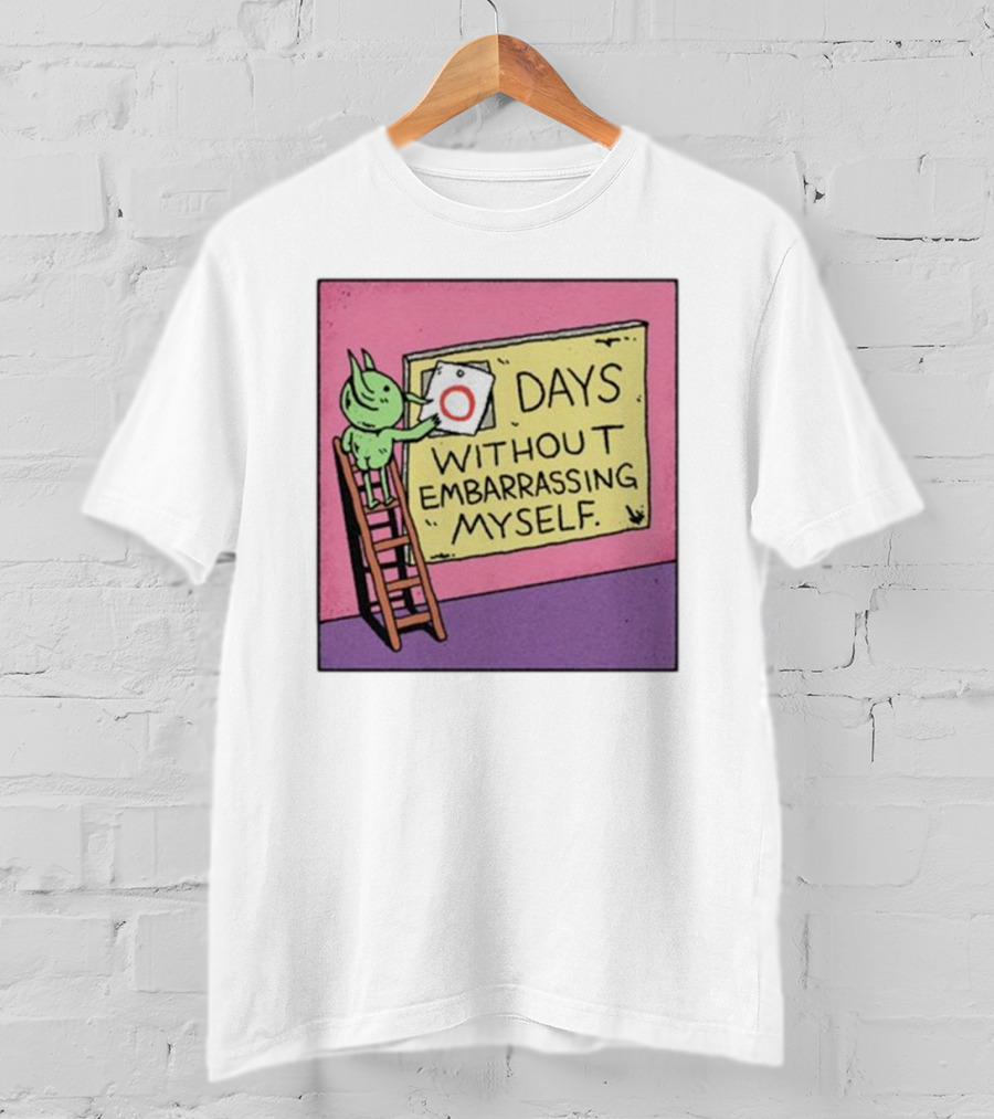 Days Without Embarrassing Myself With Green Character Placing Zero On Ladder T-Shirt