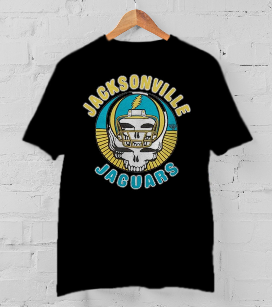 Jacksonville Jaguars Grateful Dead Skull Lightning Bolt Helmet Collaboration T-Shirt