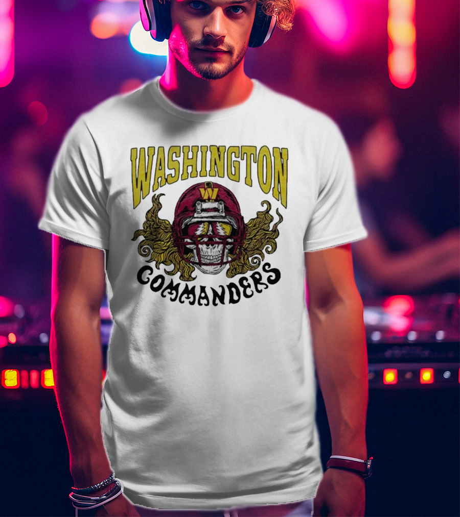 Washington Commanders Grateful Dead NFL Skull Helmet Collaboration T-Shirt