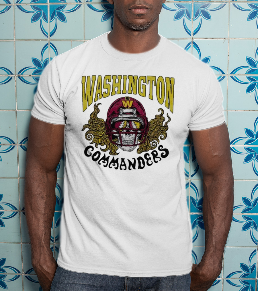 Washington Commanders Grateful Dead NFL Skull Helmet Collaboration T-Shirt