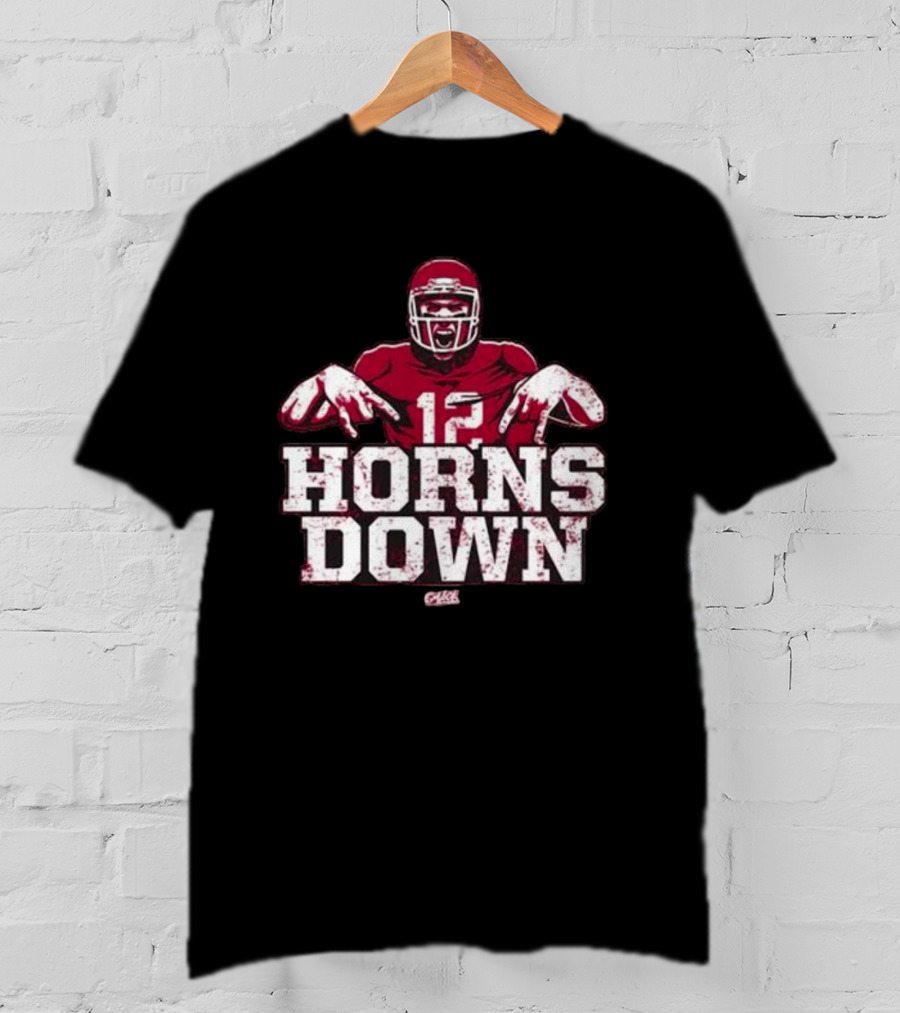 Horns Down 12 Oklahoma College Fans Football Player Gesture T-Shirt