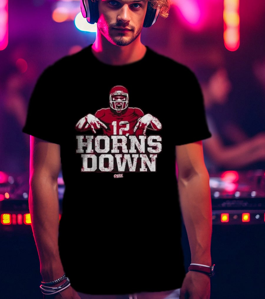 Horns Down 12 Oklahoma College Fans Football Player Gesture T-Shirt