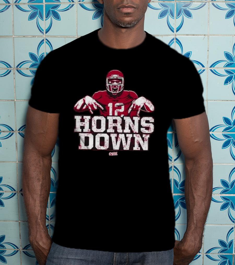 Horns Down 12 Oklahoma College Fans Football Player Gesture T-Shirt