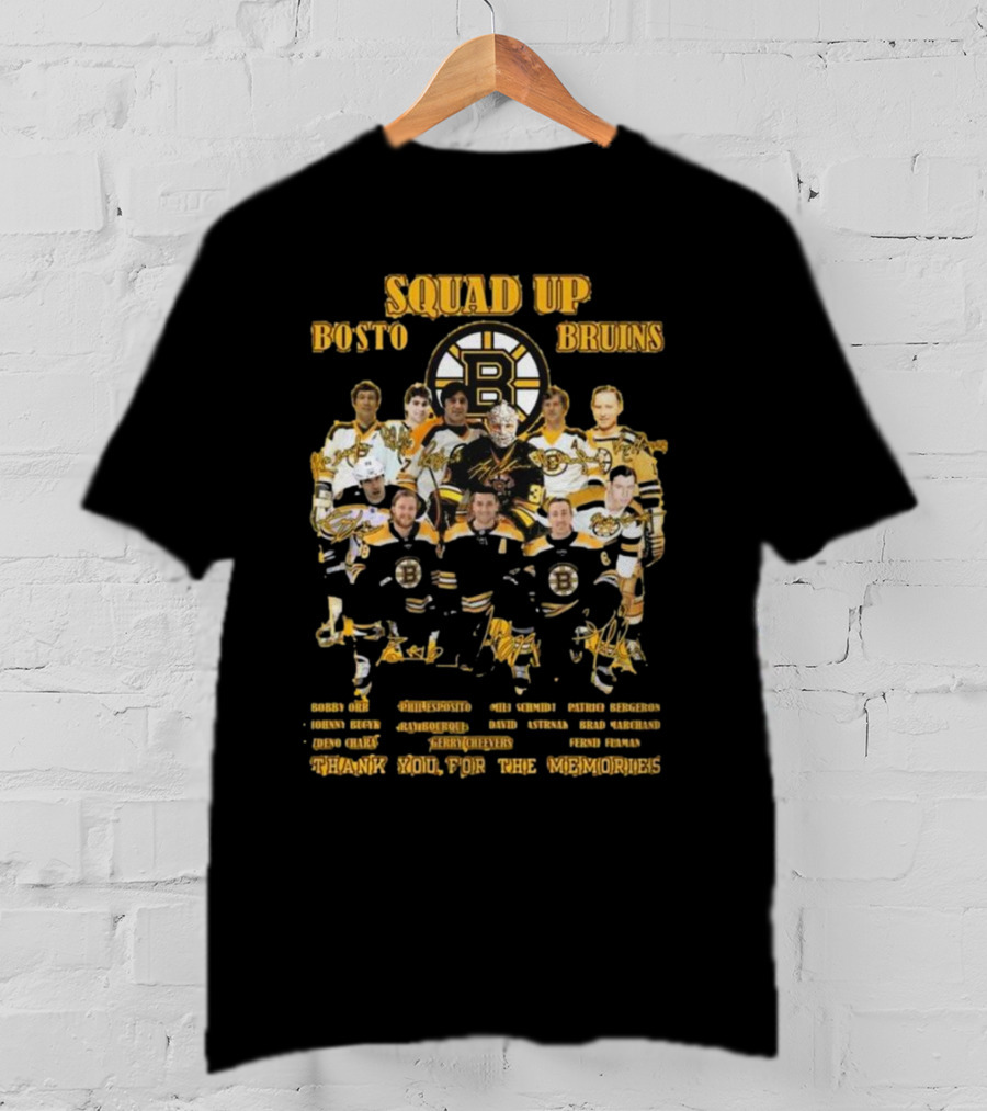 Squad Up Boston Bruins Bobby Orr Phil Esposito Zdeno Chara Thank You For The Memories T-Shirt