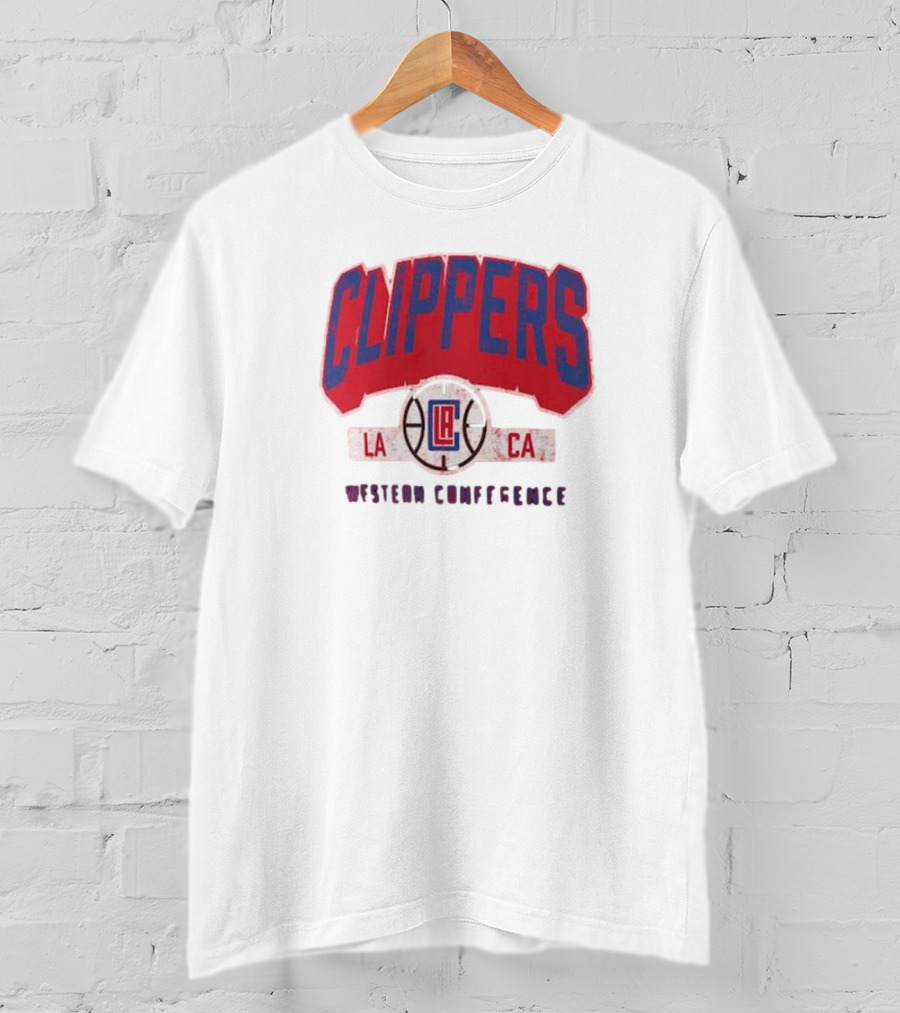 Clippers LA CA Western Conference Front Court Press Snow Wash T-Shirt