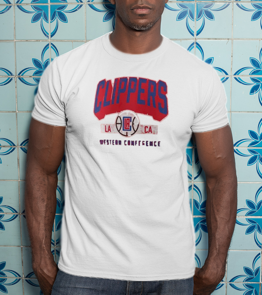 Clippers LA CA Western Conference Front Court Press Snow Wash T-Shirt