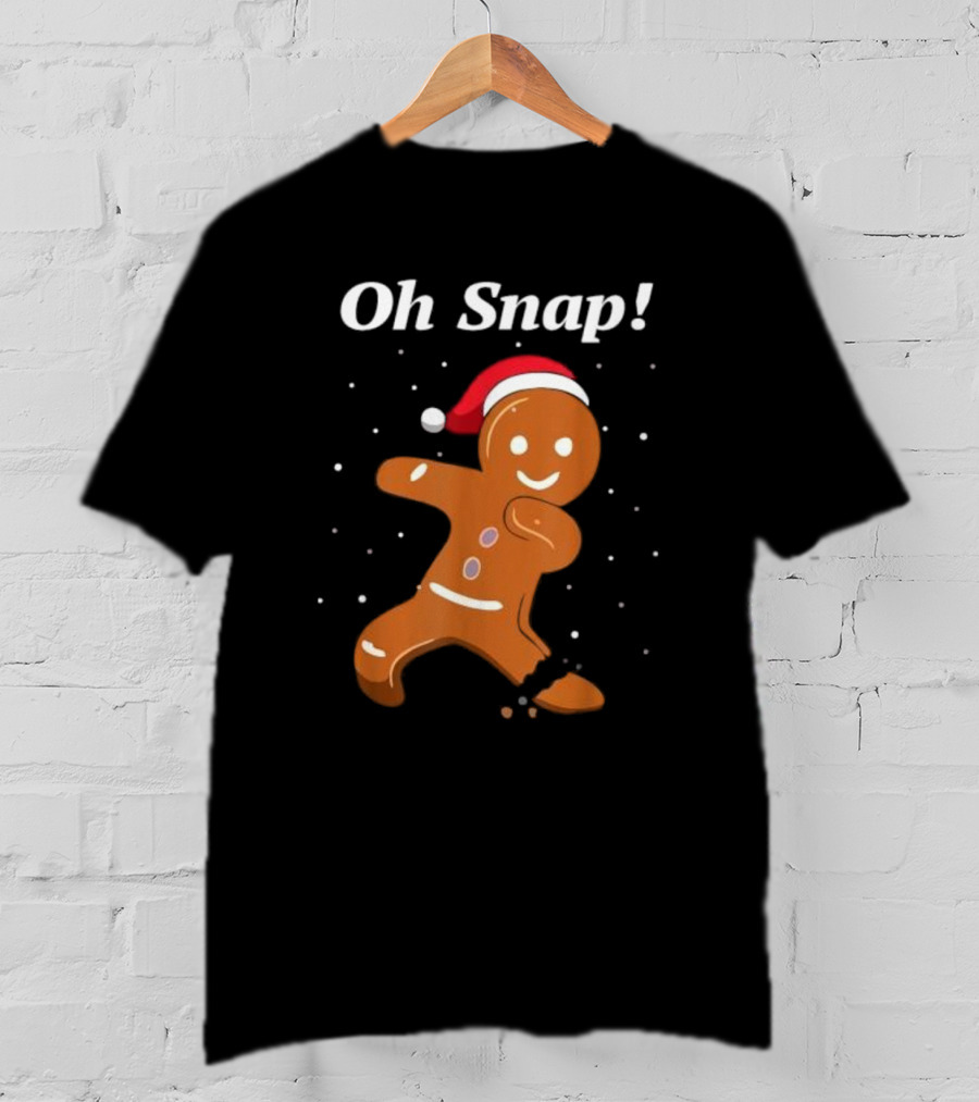 Oh Snap Gingerbread Merry Christmas Cookie Santa Hat T-Shirt