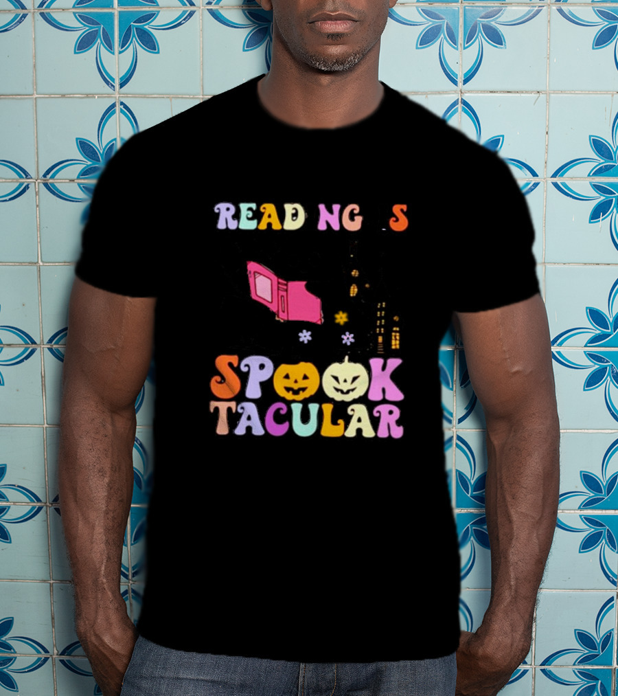 Reading Is Spooktacular Ghost Reading Book Halloween Pumpkins T-Shirt