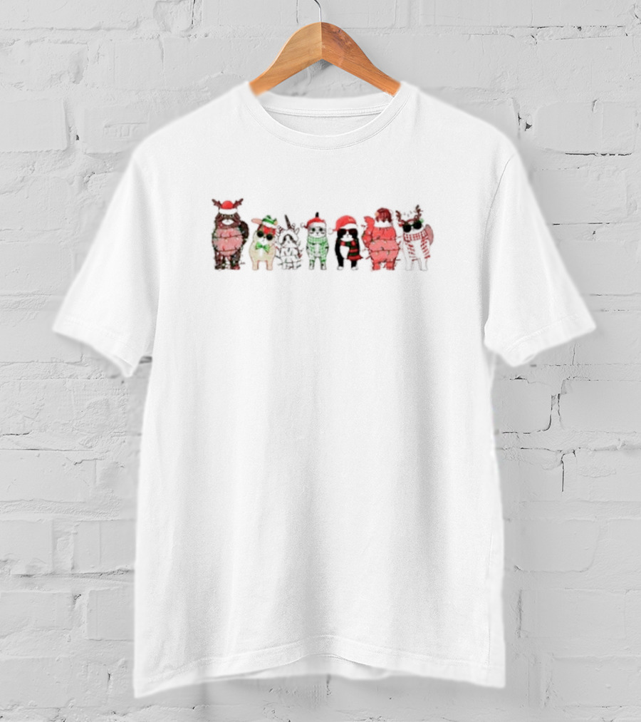 Cats Meowy Christmas Cats In Festive Holiday Outfits T-Shirt