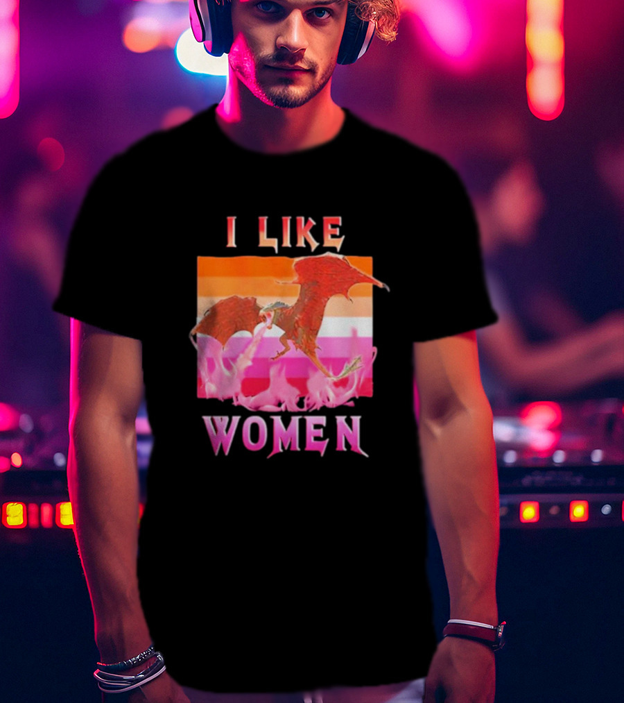 I Like Women Dragon Lesbian Flag T-Shirt