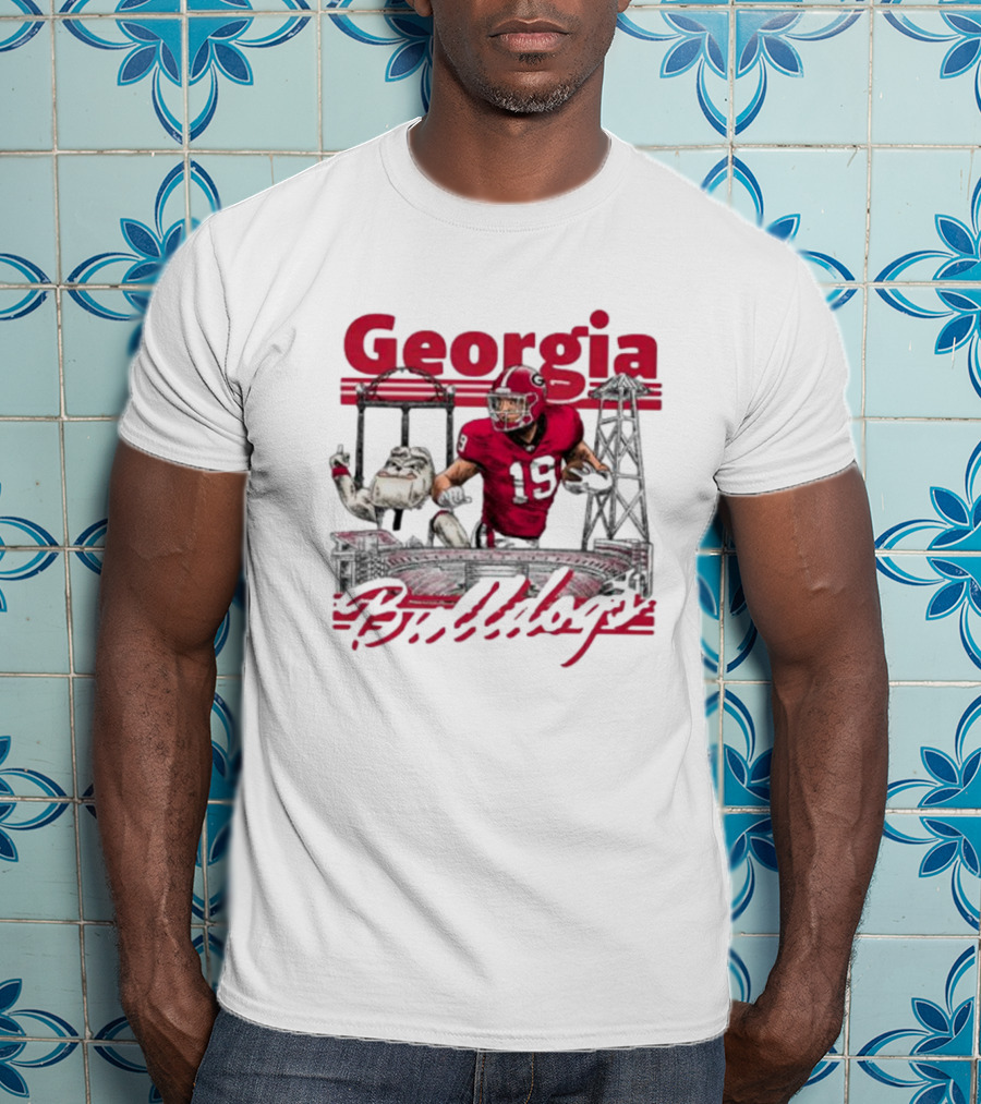 Georgia Bulldogs Brock Bowers Sanford Stadium Collegiate Landmarks T-Shirt