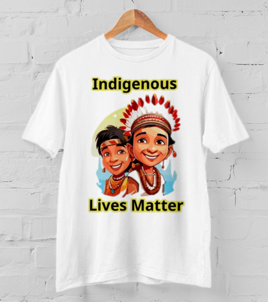 Indigenous Lives Matter Smiling Children Wearing Traditional Headdress T-Shirt