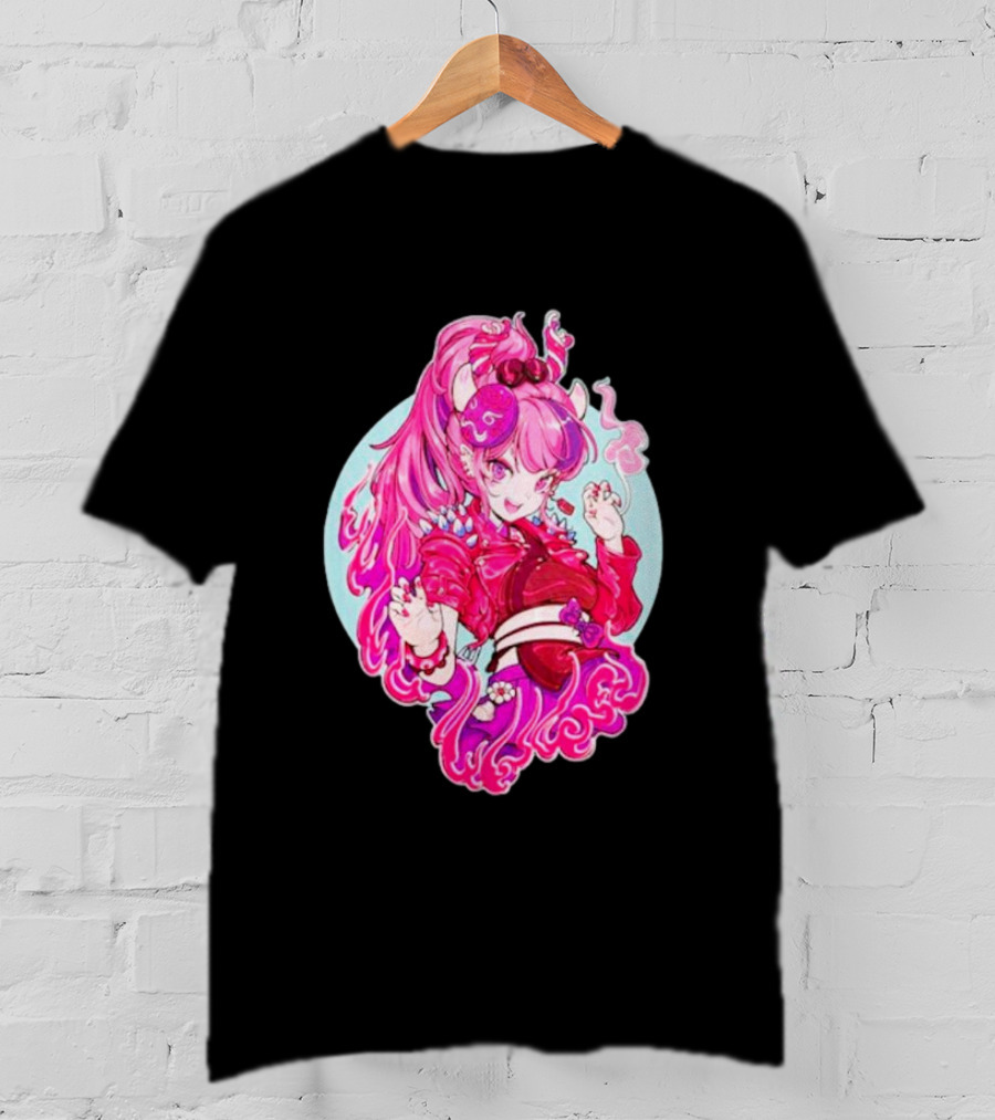 Invasion Club Ironmouse Pink Anime Character Art Collaboration T-Shirt