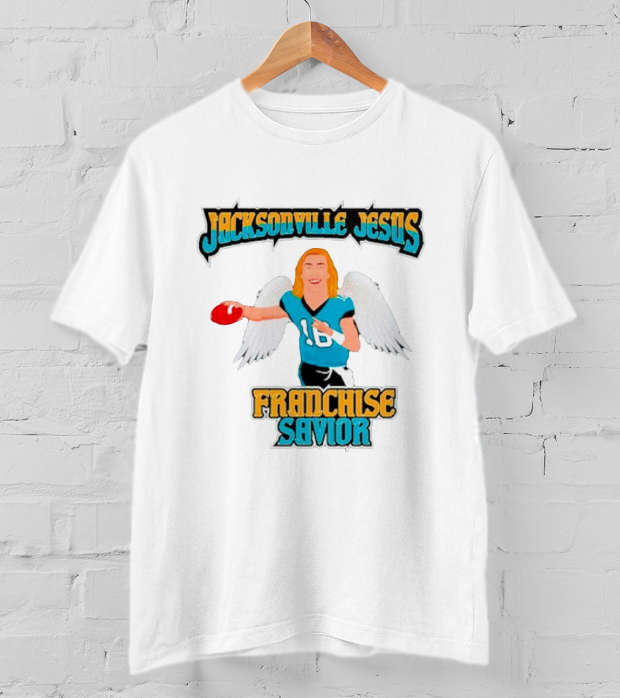 Jacksonville Jesus Franchise Savior Trevor Lawrence Angel Wings Football T-Shirt