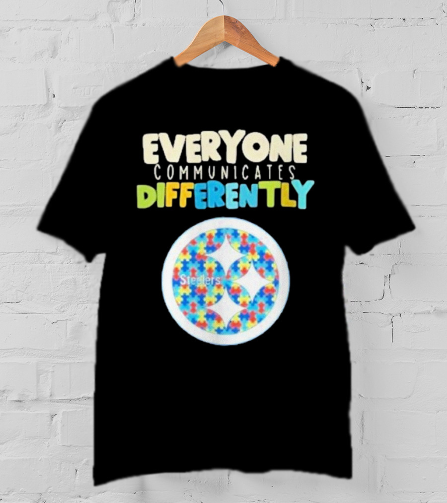 Everyone Communicates Differently Steelers Puzzle T-Shirt