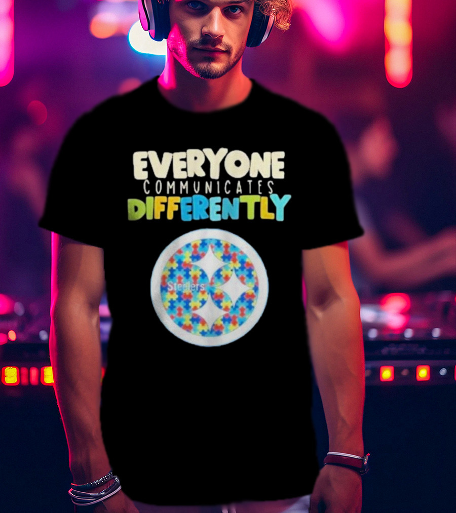 Everyone Communicates Differently Steelers Puzzle T-Shirt