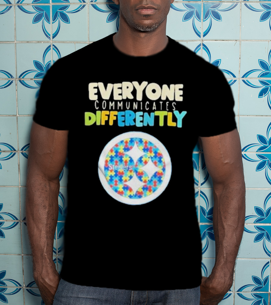 Everyone Communicates Differently Steelers Puzzle T-Shirt