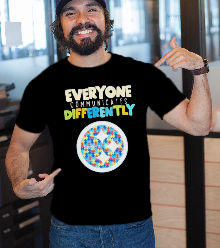 Everyone Communicates Differently Steelers Puzzle T-Shirt