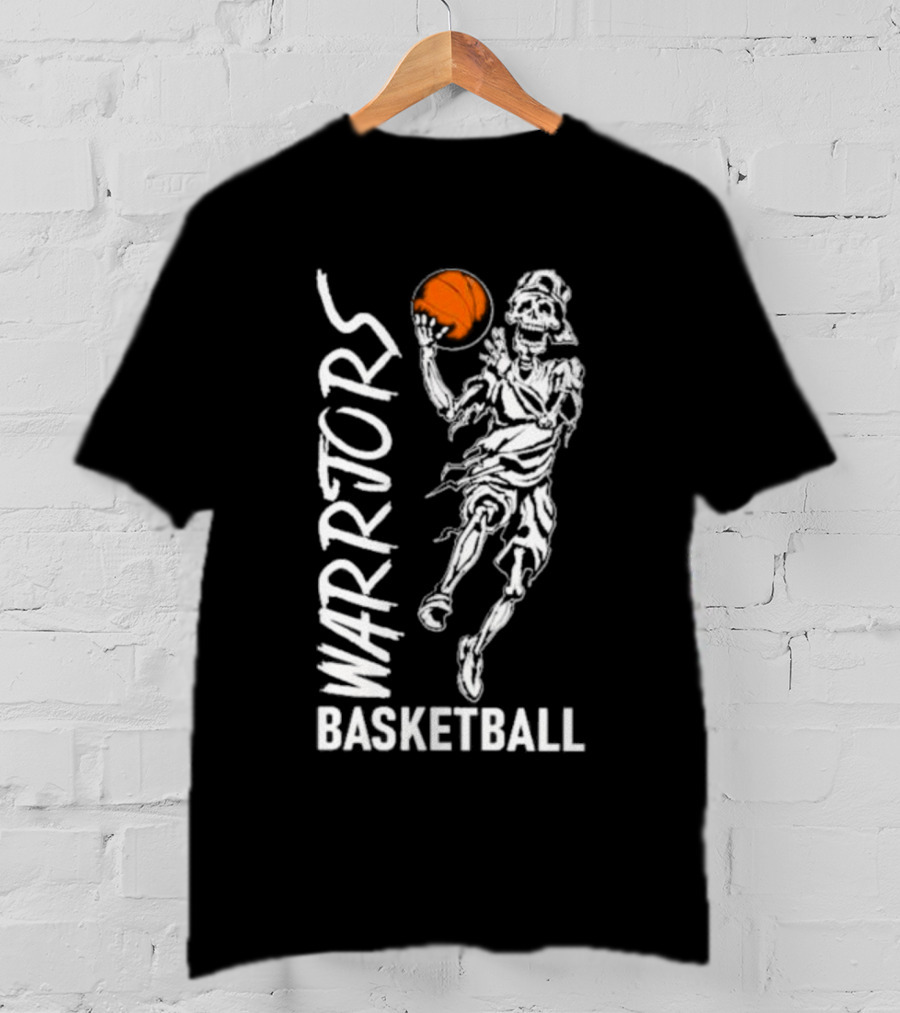 Warriors Skeleton Basketball Player Holding Ball T-Shirt