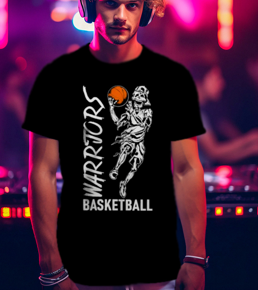 Warriors Skeleton Basketball Player Holding Ball T-Shirt