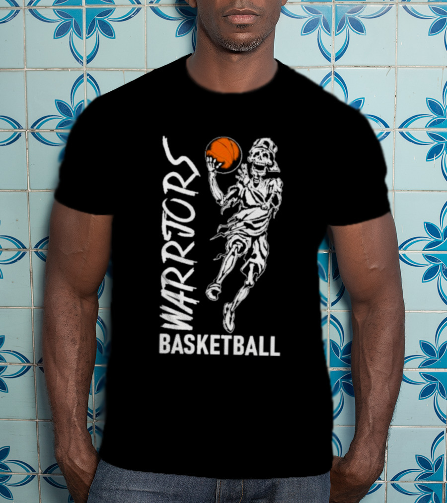 Warriors Skeleton Basketball Player Holding Ball T-Shirt